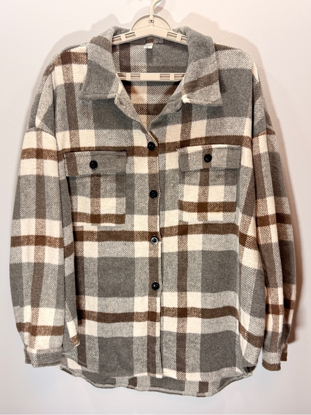 Classic Taupe & Cream Plaid Shacket